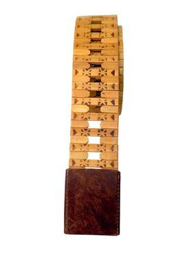 Bamboo & Leather Handcrafted Belt Size 34 Taiwan